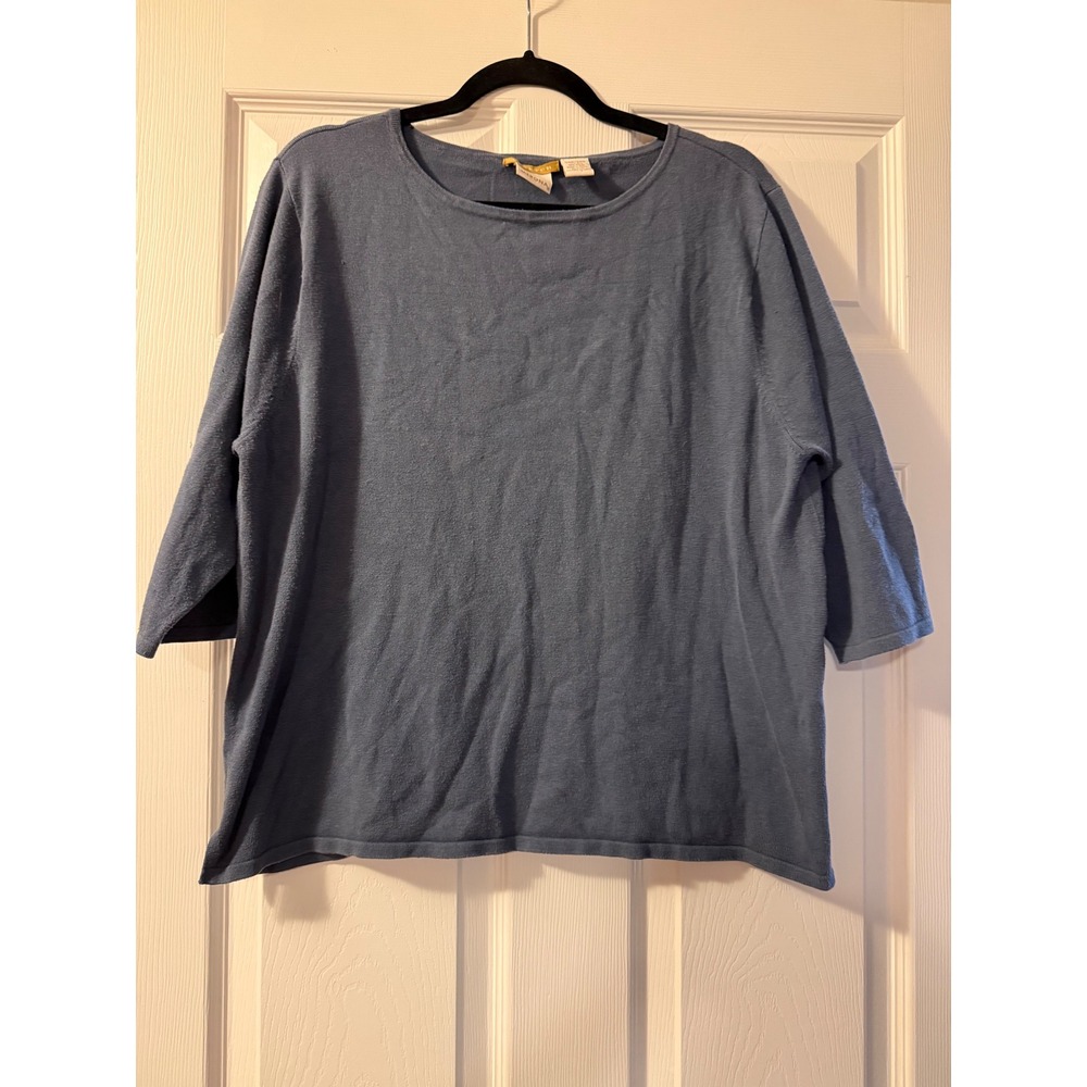 Merona Silk Blend Knit Sweater Top Blue 3/4 Sleeve Plus Size 22W/24W